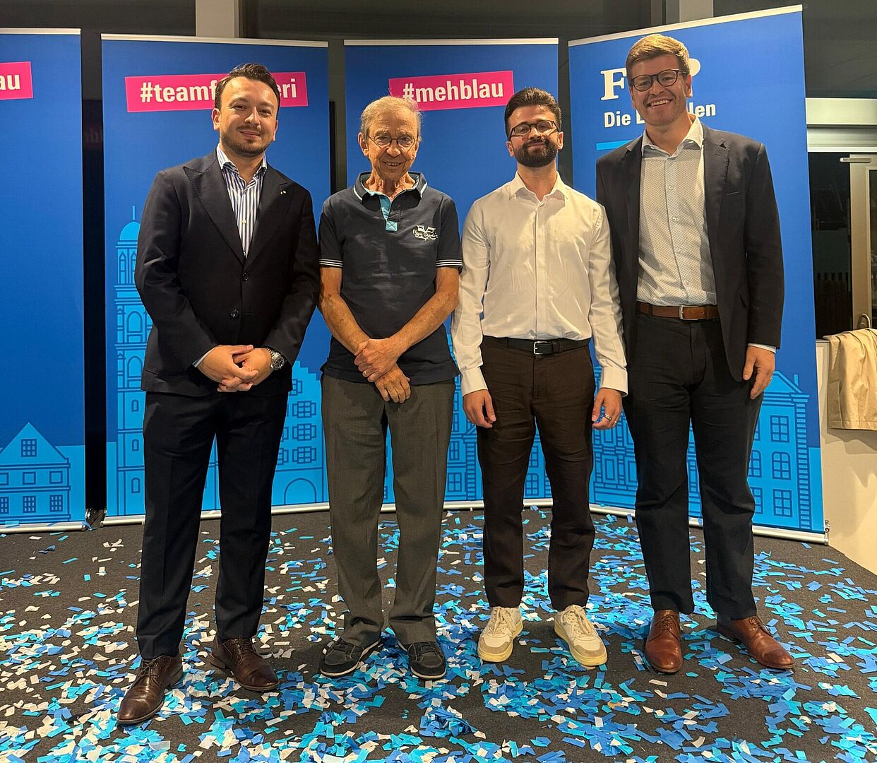 Kickoff Gemeinderatswahlen: Murat Gediz, Peter Röhricht, Enes Skenderi und David Fankhauser (v.l.n.r.)